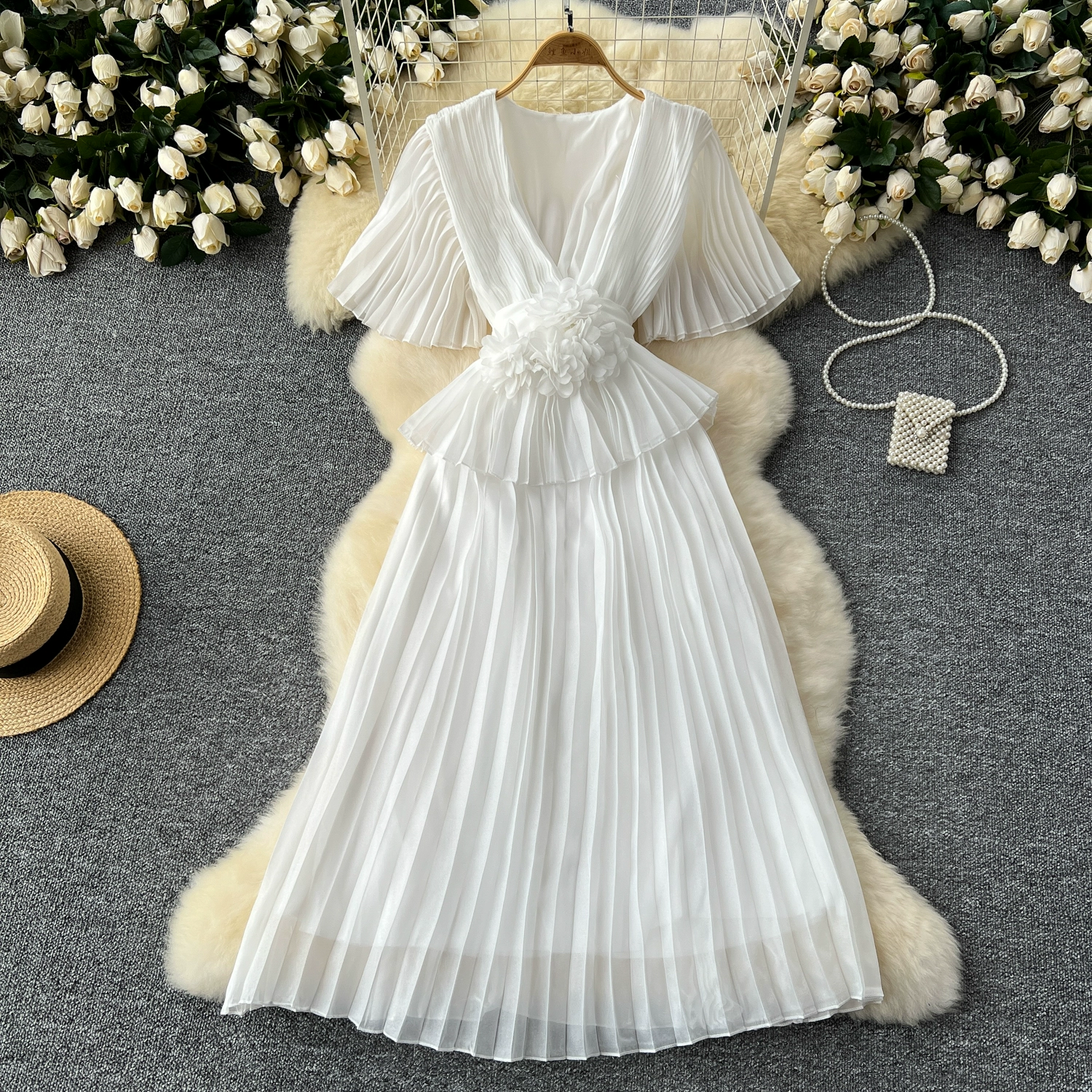 Nina Summer Long Pleated Dress - 24th Spoke