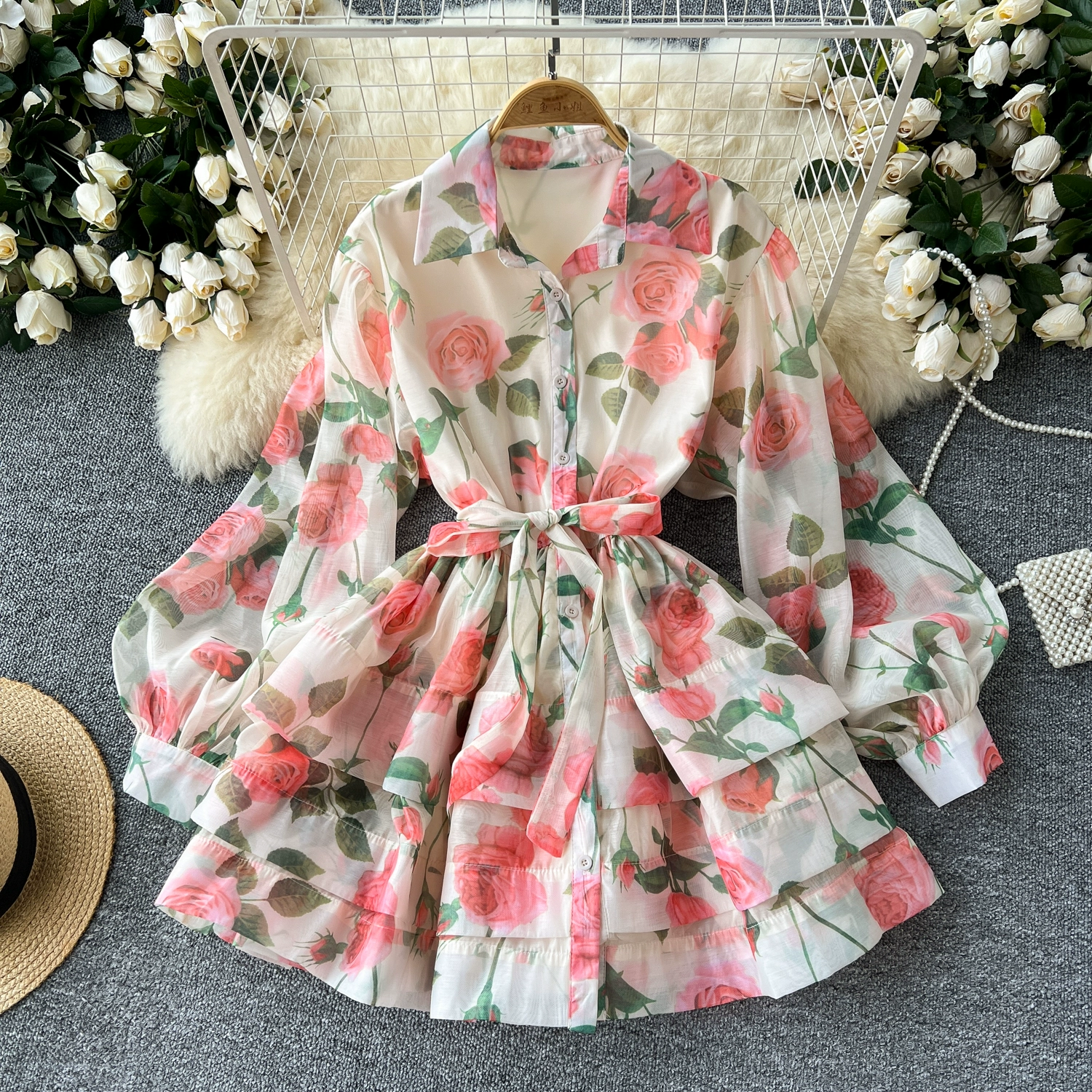 Kristin Ruffled Fluffy Print Dress - 24th Spoke