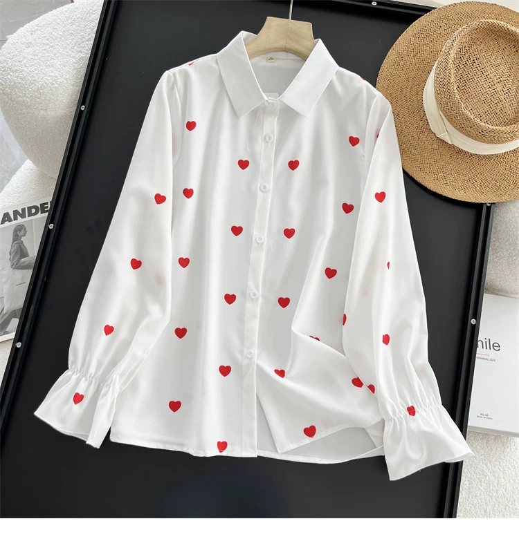Jessica Summer Heart Print Shirt - 24th Spoke