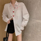 Rihanna Summer Heart Print White Shirt - 24th Spoke