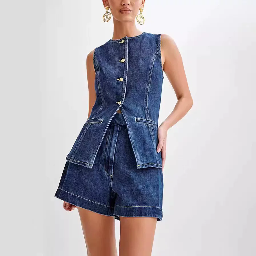 Amber Summer Two Piece High Quality Stylish Denim Set