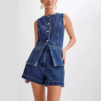 Amber Summer Two Piece High Quality Stylish Denim Set