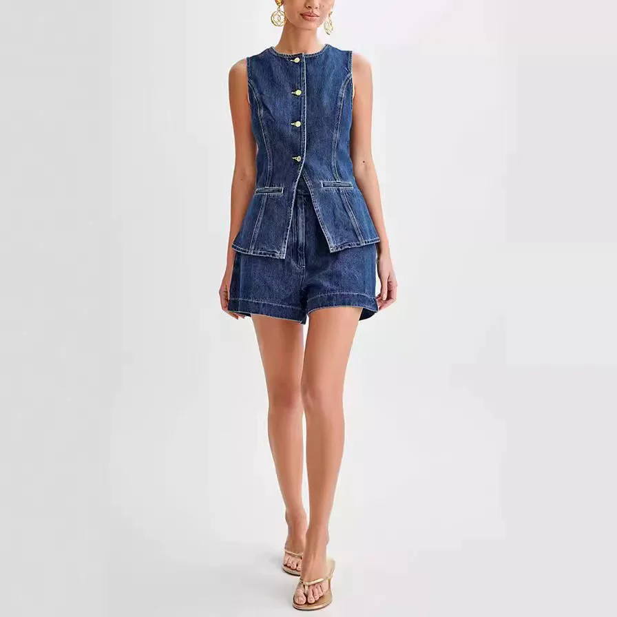 Amber Summer Two Piece High Quality Stylish Denim Set