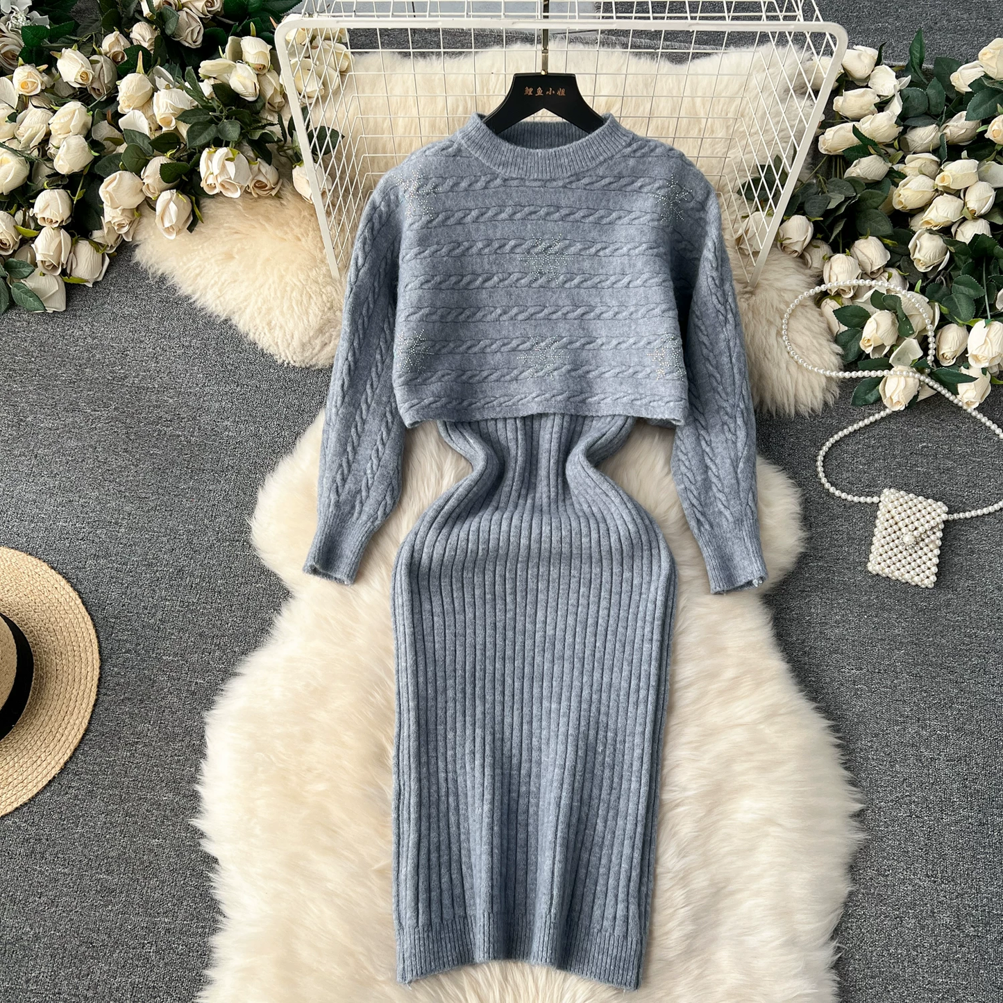 Rihanna Winter Two Piece Set Dress