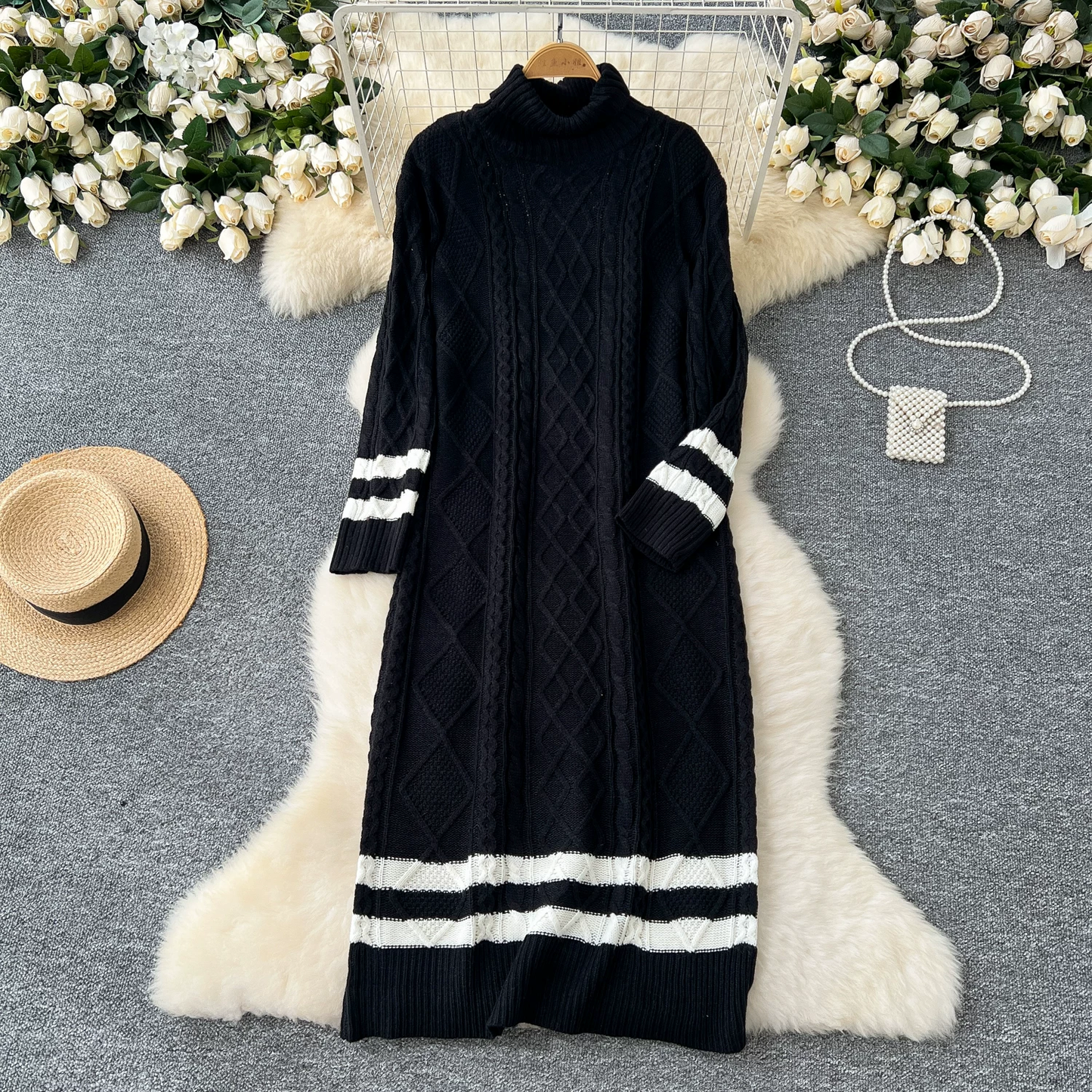 Alison Winter High Neck Sweater Dress