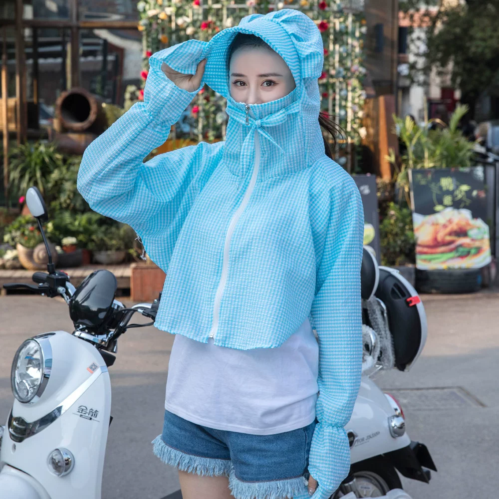 Korean Style Short Hooded Sun Protection Jacket for Women