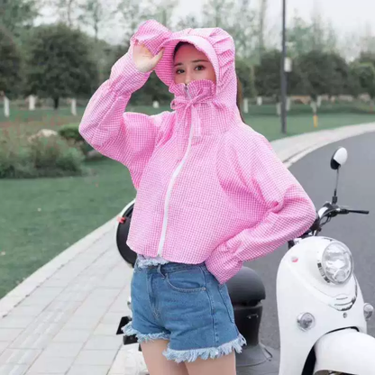 Korean Style Short Hooded Sun Protection Jacket for Women