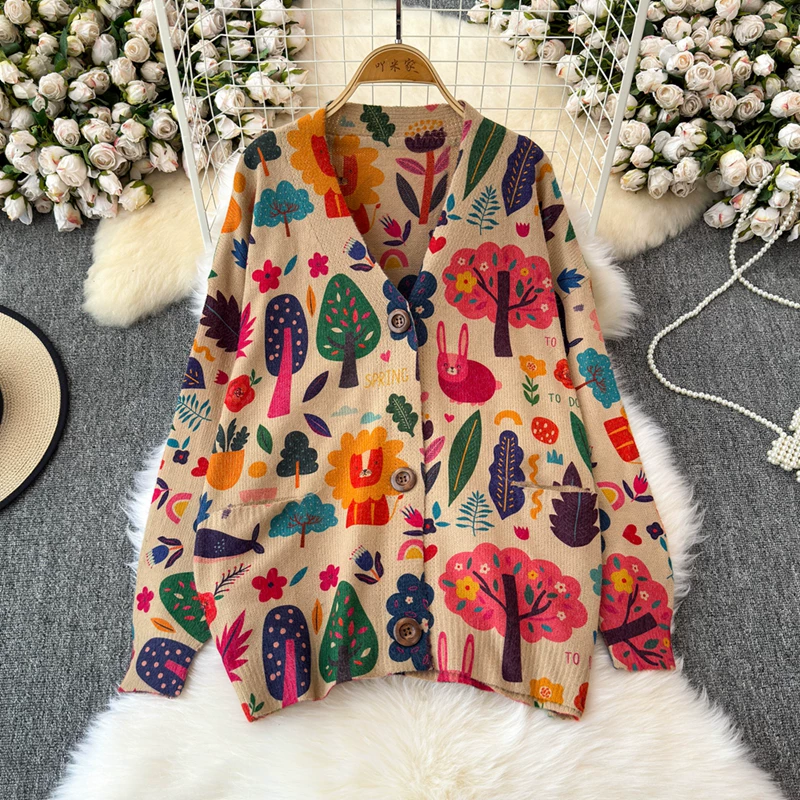 Jennifer Women Winter Printed  Cardigan