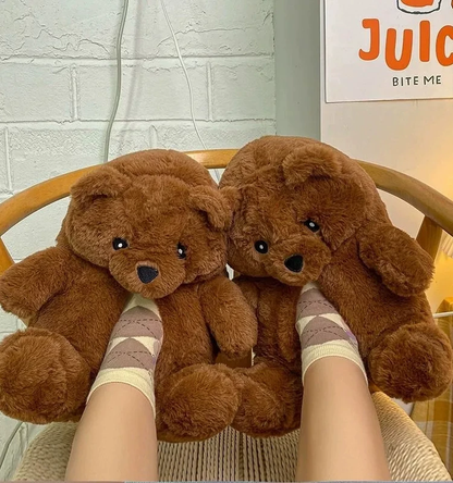 Cartoon Teddy Bear Warm Slippers