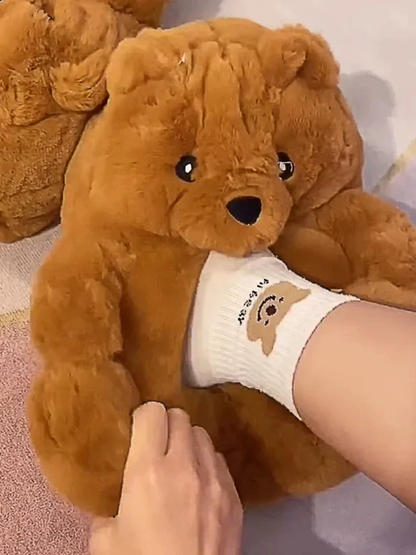 Cartoon Teddy Bear Warm Slippers