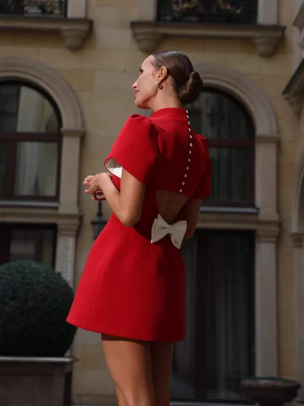 a red dress in french Valentina Dress in Scarlet L (PREORDER)