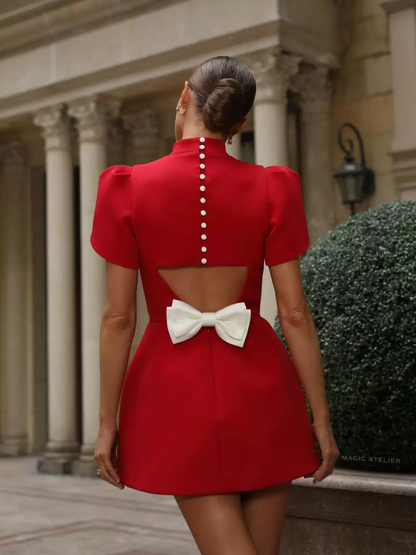 Sweetheart Retro Bow Red Dress