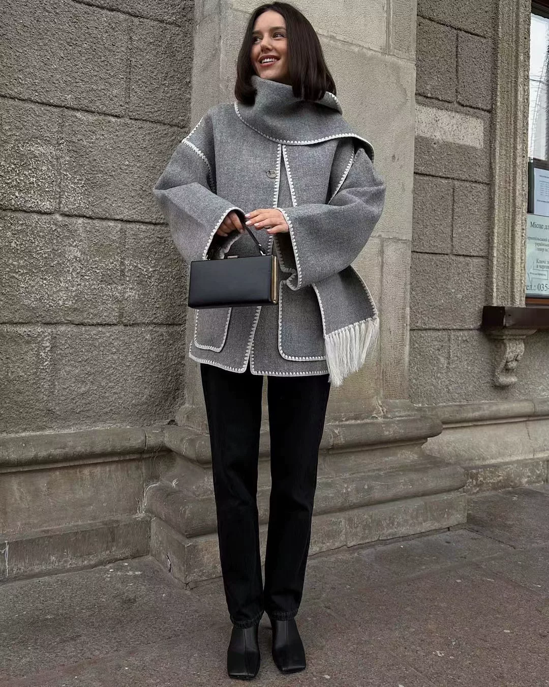 Milena Winter Wool Jacket With Muffler