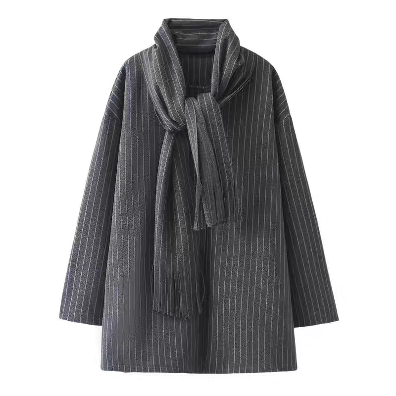 Nova Winter Stripe Coat With Muffler