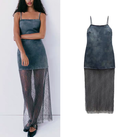 Marissa Summer Denim Lace Dress