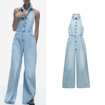 Katherine Summer High Waist Denim Jumpsuit