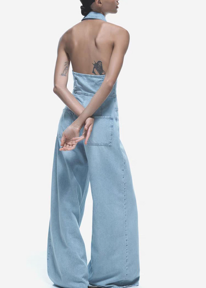 Katherine Summer High Waist Denim Jumpsuit