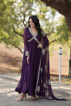 Designer Long Alia Cut Ethnic Readymade Gown with Dupatta